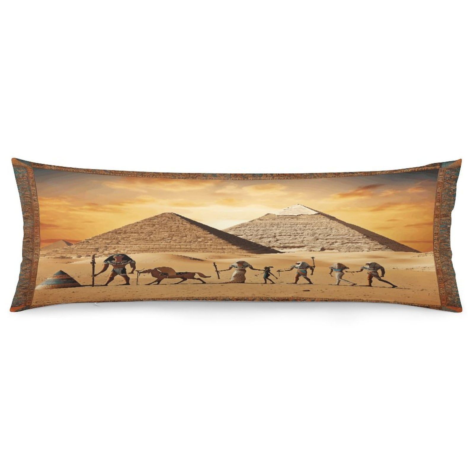 Ancient Egypt Body Pillow Cover Super Soft and Cozy Body Pillowcase Long Side Hidden Zipper Pillow Cases Breathable & Cozy Pillows Case Cover for Fall Winter 19x53 in