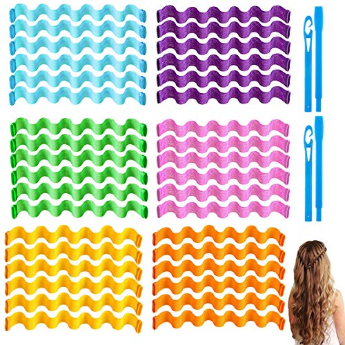 36 Pieces Hair Curlers No Heat Styling Kit 45cm / 18 in Heatless Hair Curlers for Natural Hair Curl Formers with Styling Hooks Magic Hair Roller for Medium Long Hair for Home Salon DIY