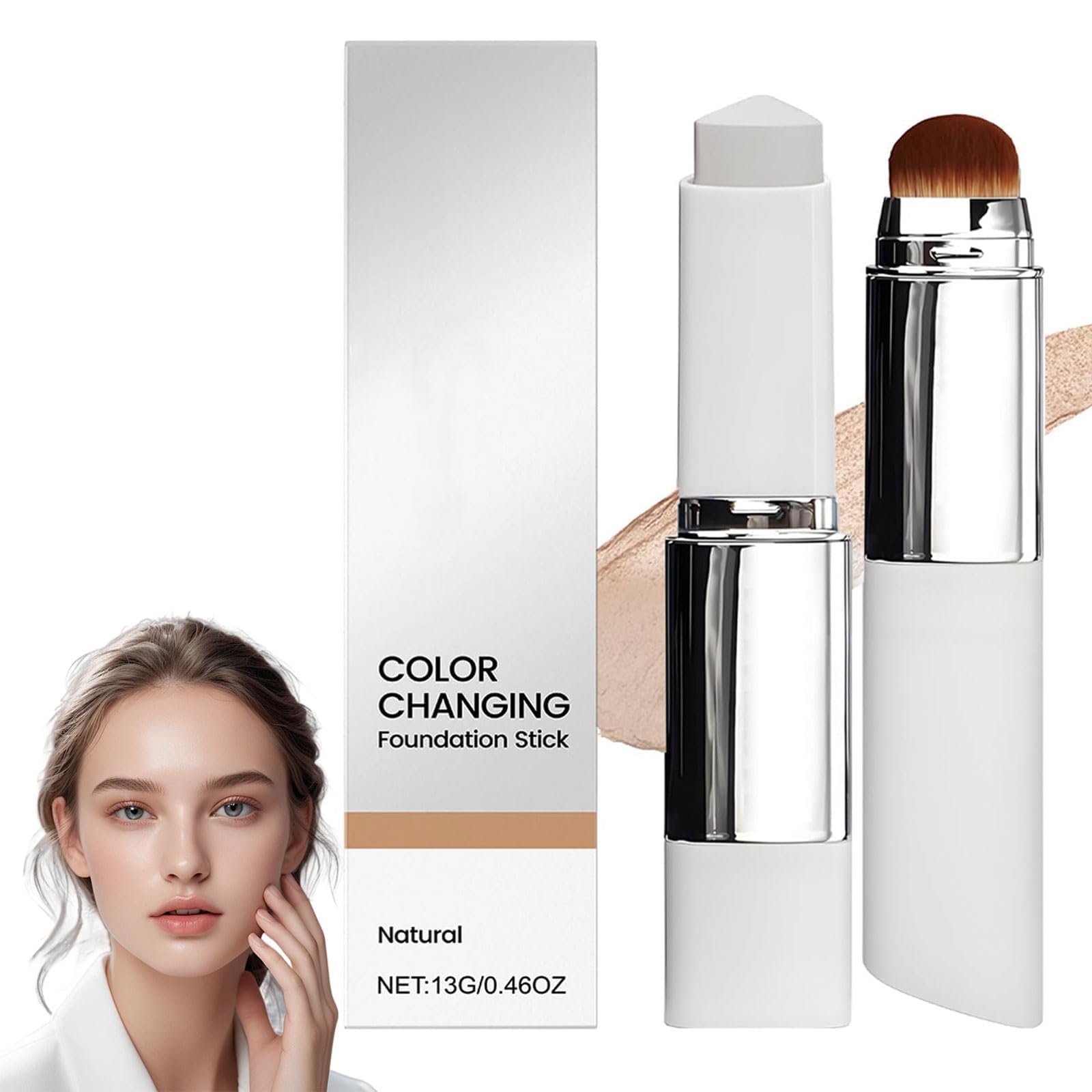Clarivelle Fond De Teint Coréen Couvrant Imperfections 2 En 1 Avec Pinceau (Natural)