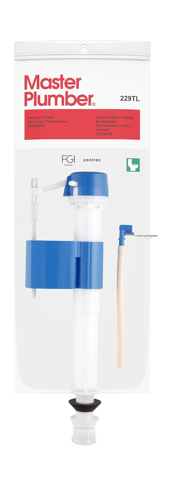 Master Plumber OEM # A2002 Ballcock/Fill Valve for Contrac Foremost® 229TL by Master Plumber - Used condition - CA$15.01