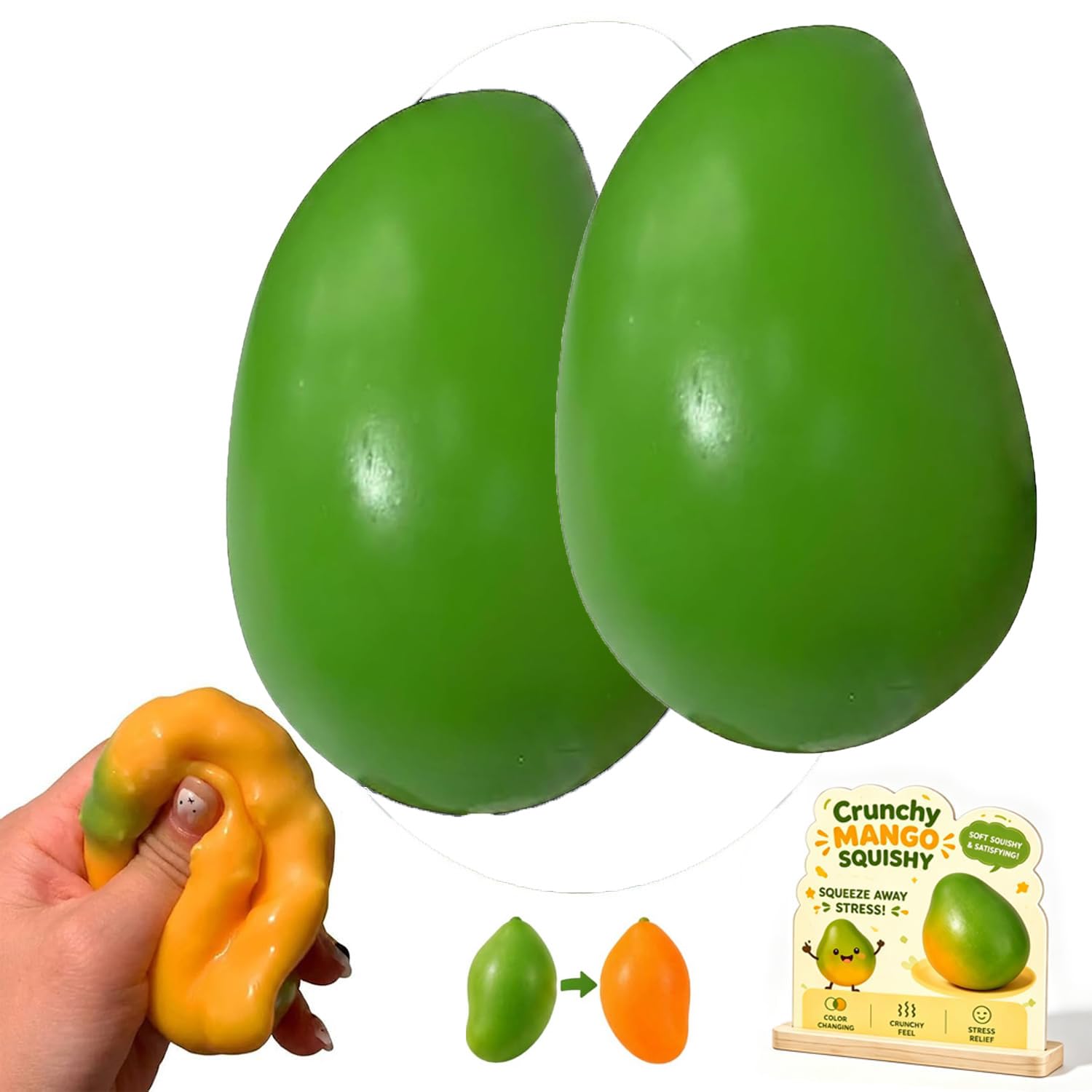 Crunchy Potato Squishy ASMR Bead Filled Realistic Food Stress Ball Squeeze Moldable Slushy Asmr Realistic Taba Handmade Non Rebound Sticky Silicone Dessert Adults Party Favor (Mango, 2PCS)