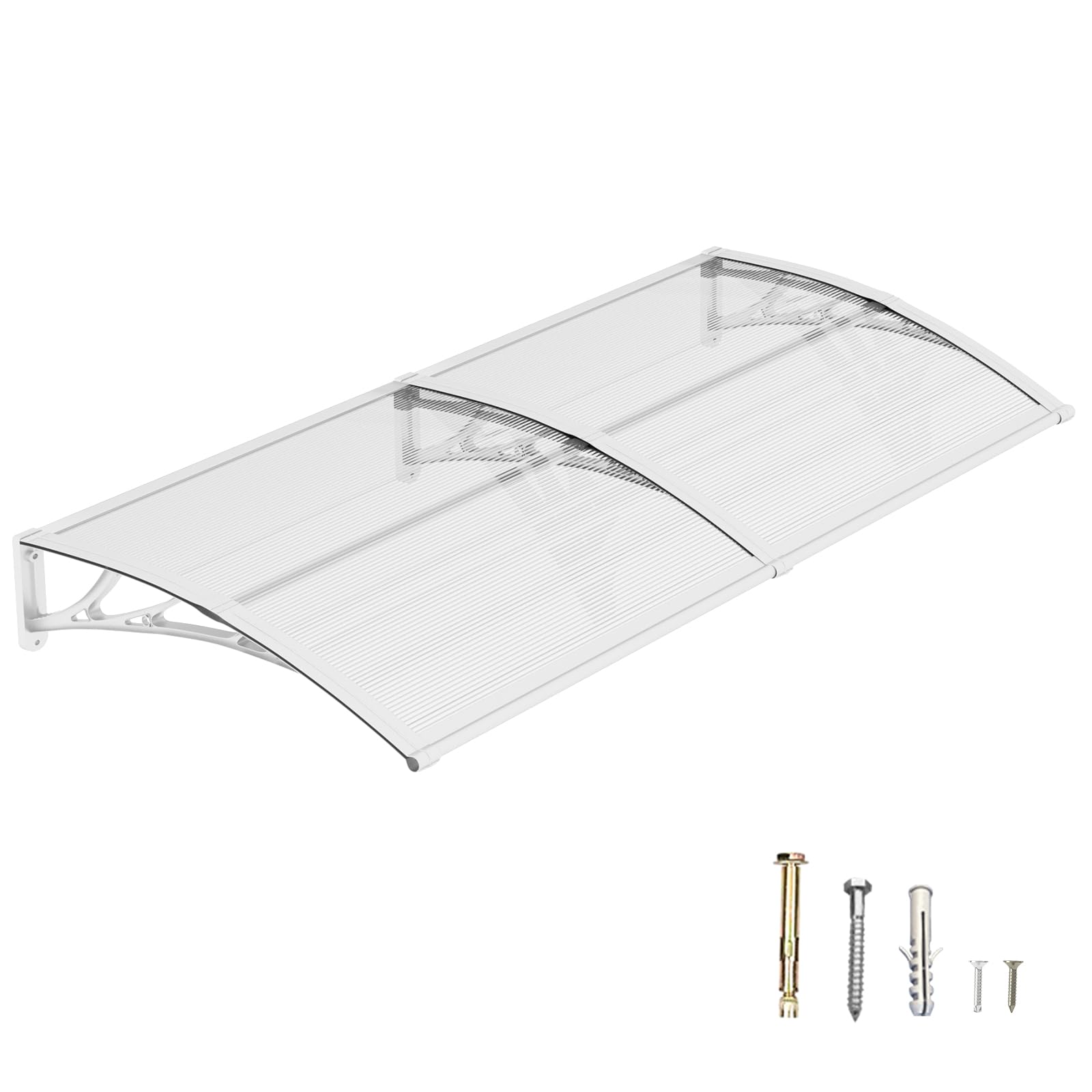 DAWNINGHOMM Front Door Canopy Outdoor Awning, 80 x 150 cm Polycarbonate Cover, Exterior Shelter for Patio Porch, UV Rain Snow Protection