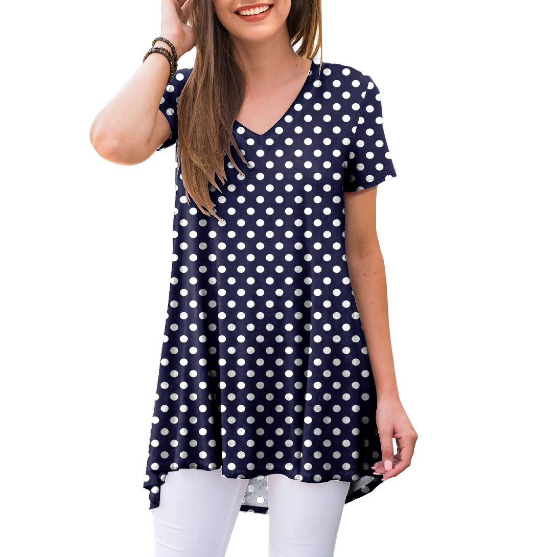 Women's Summer Casual Short Sleeve V-Neck T-Shirt Tunic Tops Blouse Shirts