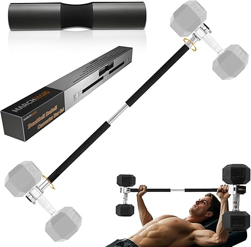 Dumbbell Barbell Converter Bar Set, Adjustable Dumbbell Converter for Home Gym, Compatible with Most Dumbbells Including BowFlex, All-Steel Bar,
