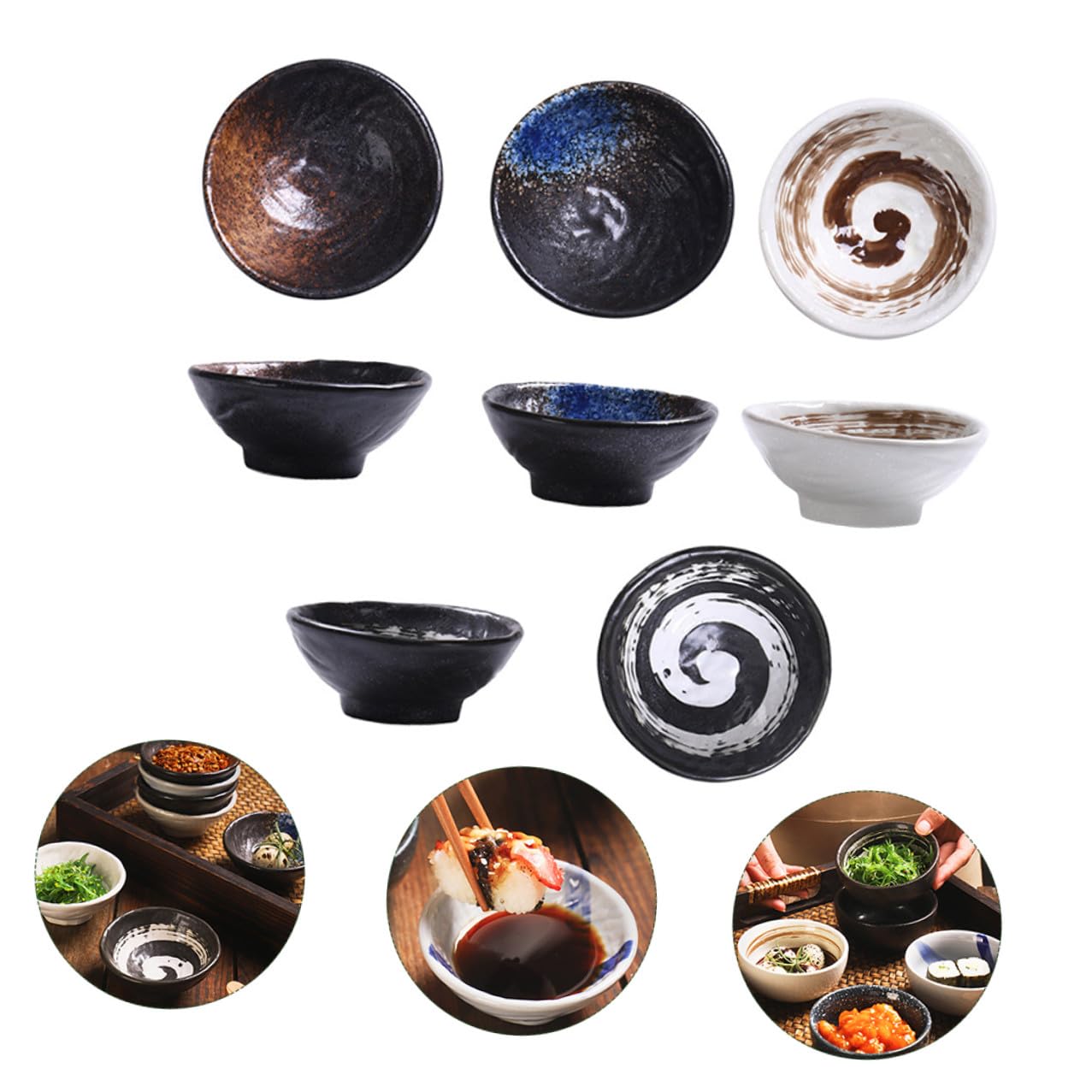 Coupelles à Sauce Japonaises en Céramique 4 Pièces pour Servir et Conserver, Design Délicat, pour Usage Domestique et Restaurants