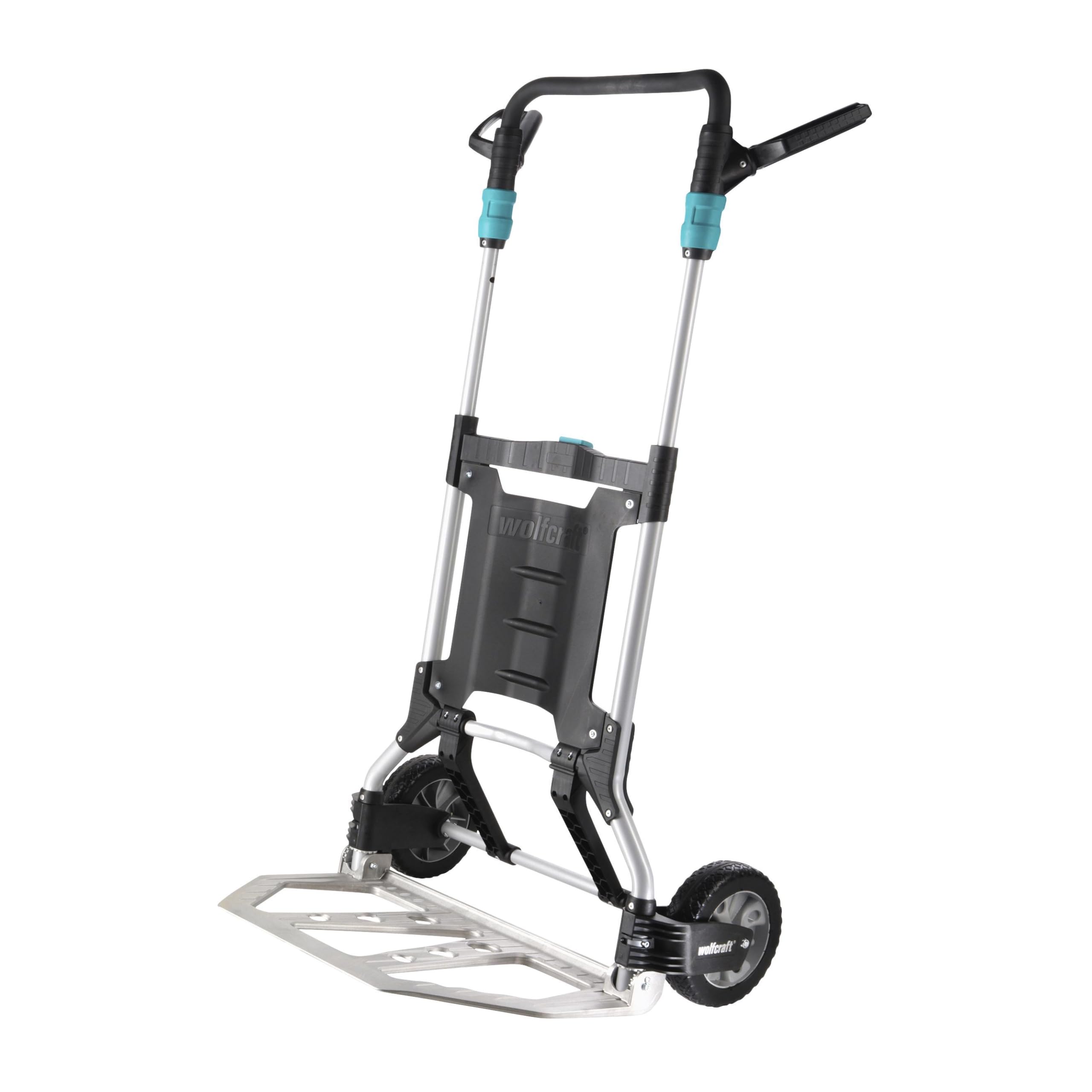 wolfcraft TS 1500 transport system 5525000 - Sturdy hand truck for heavy loads up to 200 kg - Extra-large shovel - Folding professional hand truck for outdoor areas and stairs - Made in Europe