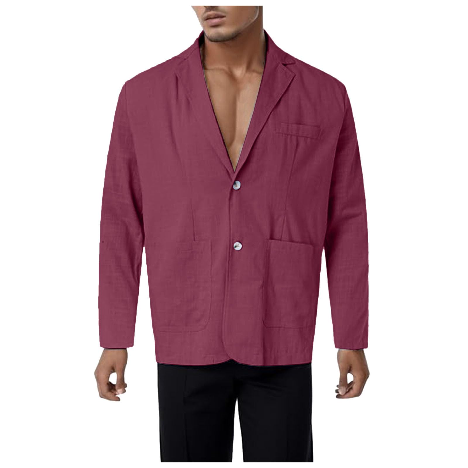 Linen Blazer Men Casual Blazer Suit Jackets 2 Button Lightweight Sport Coats Business Summer Blazers Jackets