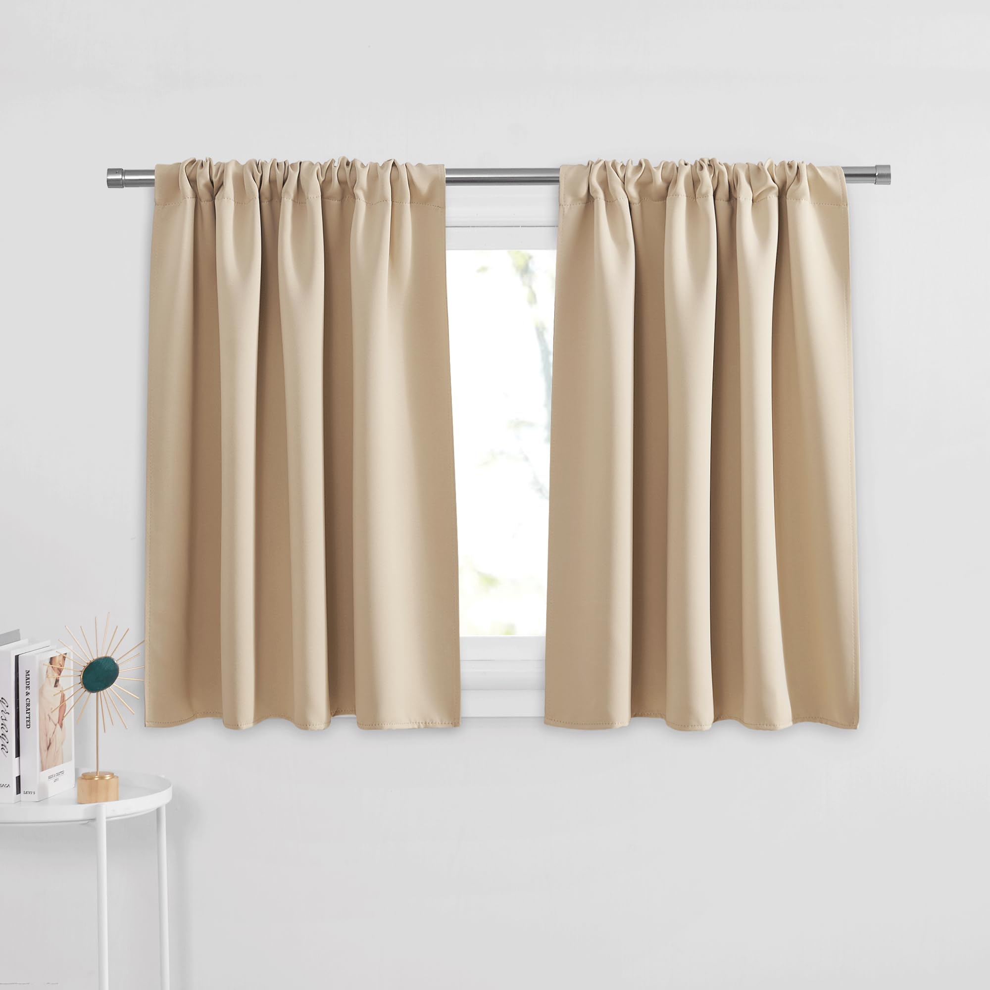 PONY DANCE Small Window Curtains - 36 inches Length Short Drapes for Kitchen/Bathroom/Basement Thermal Insulated Matching with Curtain Panels, 42" x
