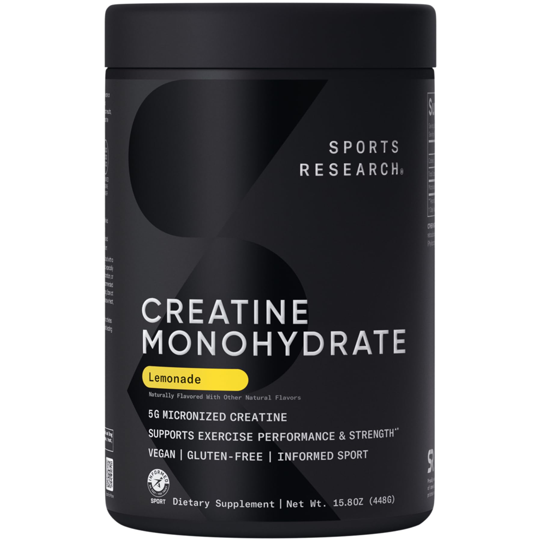 Sports Research® Creatine Monohydrate Powder 5g, Lemonade (15.8oz) Lemonade 15.8 Ounce (Pack of 1)