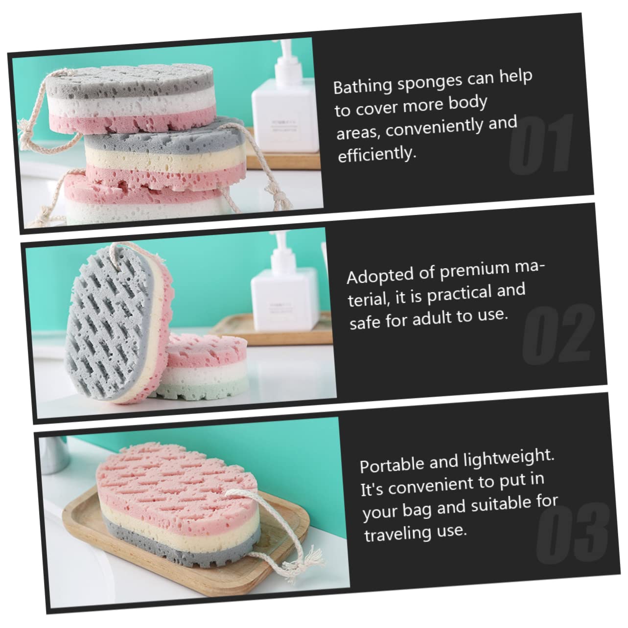 Healvian 18piezas Esponjas De Baño De Exfoliantes Corporales Para Adultos Aleatorios Suaves y Prácticas Para Uso Casa Viajes o Hoteles