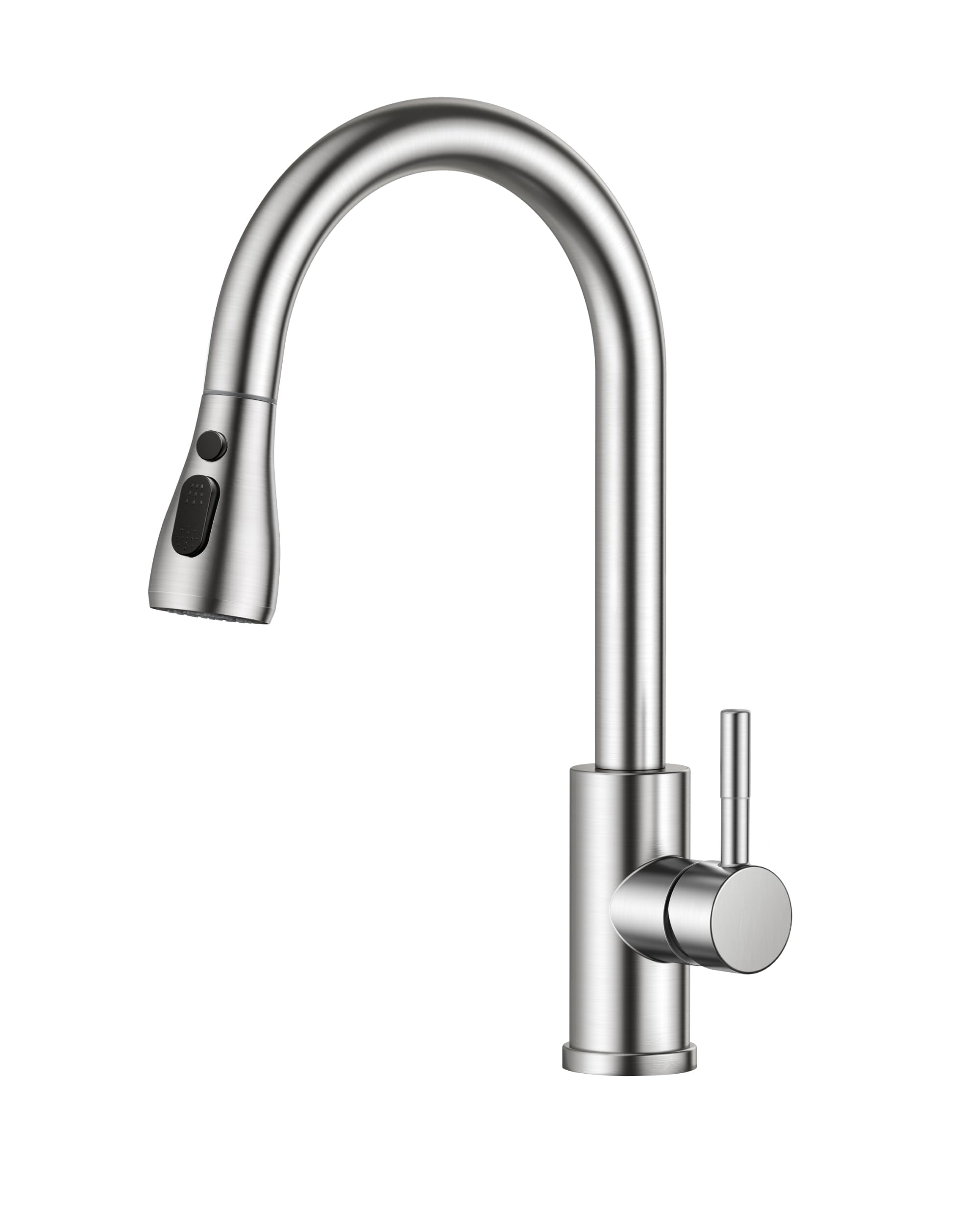FORIOUS Robinet Cuisine, Mitigeur Cuisine, Pivotant à 360° d'Évier à Arc Élevé Pulvérisateur Escamotable 2 Modes, Acier Inoxydable