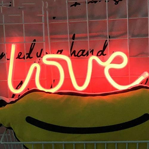 QFFL Paneles de luz LED inteligentes Luz de neón Señales colgante Agujero Diseño USB o Batería LED Señales para el hogar, cocina, jardín, oficina,