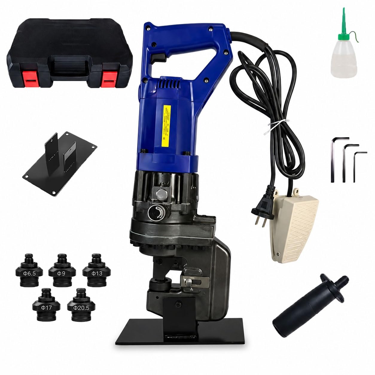 Koyike One Color Hydraulic Hole Puncher 1400W Punching Machine With 40Mm Depth Positioner, Heavy Duty Electric Metal Hole Punch Tool For Steel Plate & Aluminum Sheet