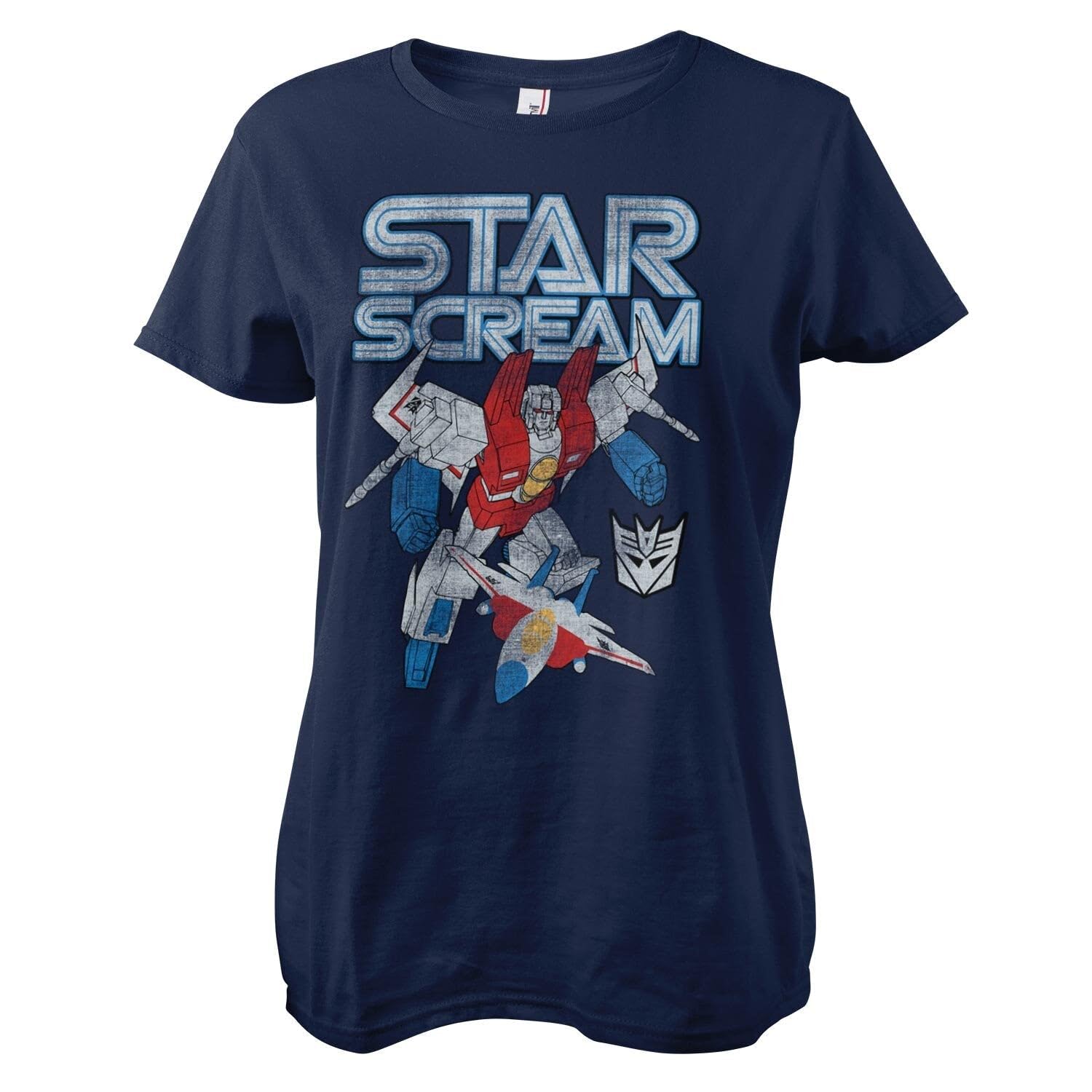 Transformers Officially Licensed Starscream Washed Women T-Shirt (Navy), Medium