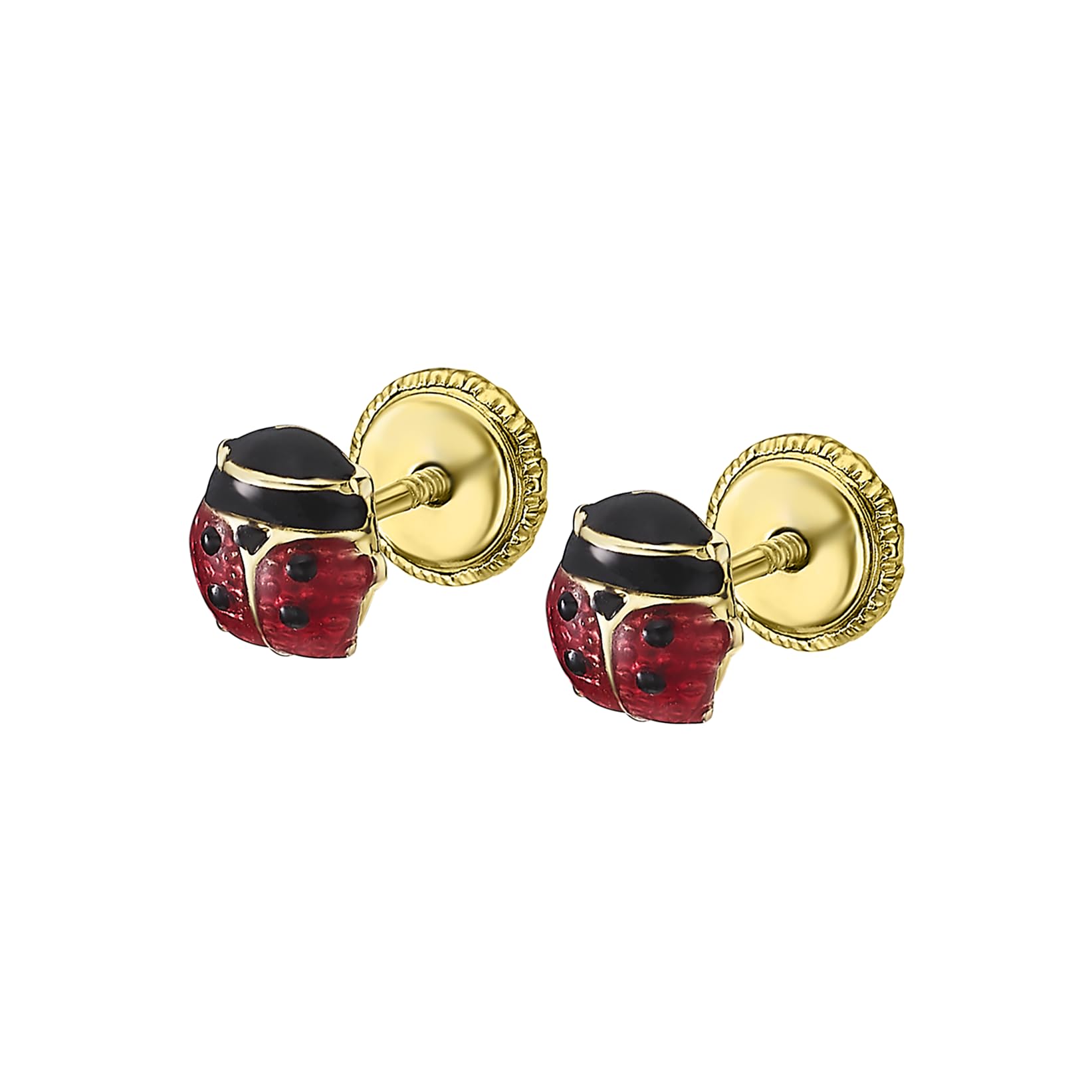 Time Road Boucles d’oreilles Bébé en Or 9K LG00117/5 – Fermoir Sécurisé à Vis – Coccinelle 5 mm – Bébé 3–24 mois – Idéal Naissance, Baptême ou Anniversaire