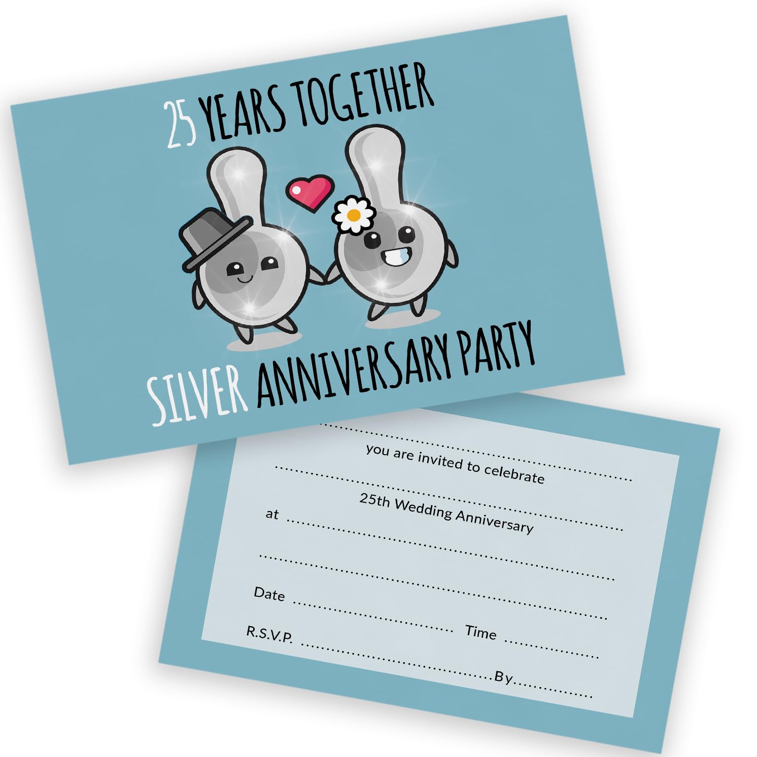 25th Anniversary Party Invitations - 25 Year Together 20 Pack - Wedding Anniversary Invitations for Friends Family A6 Party Invites Invitation Cards with Folding Envelopes