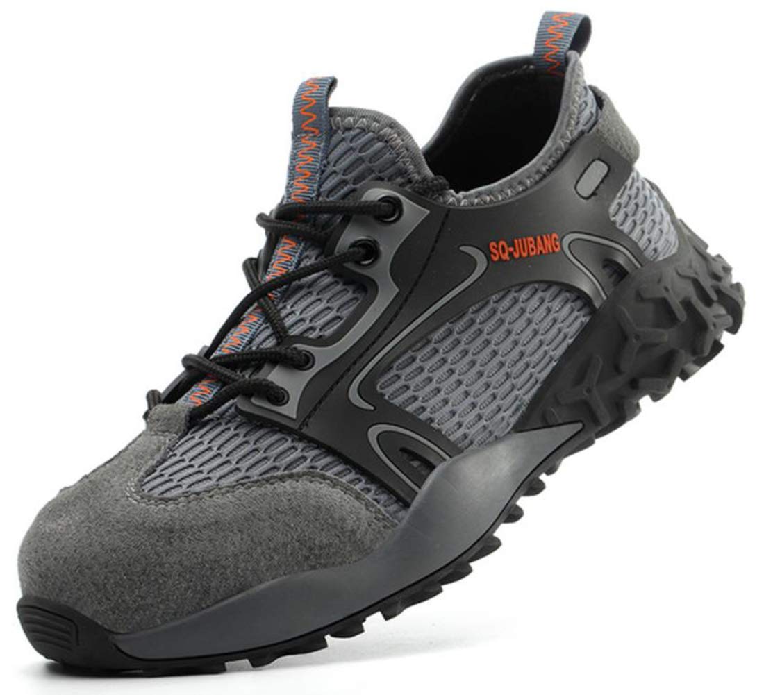 CanKun Mens Safety Shoes Steel Toe Caps Anti-Stab Sneakers Breathable Reflective Work Shoes Kevlar Midsole Safety Work Boots,Gray,44