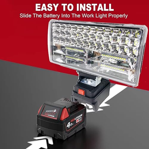 Miniatura 4 de BANUQUE Luz de trabajo para batería Milwaukee m18 de 18 V, linterna para Milwaukee M18, luces de inundación LED portátiles inalámbricas de 160 W