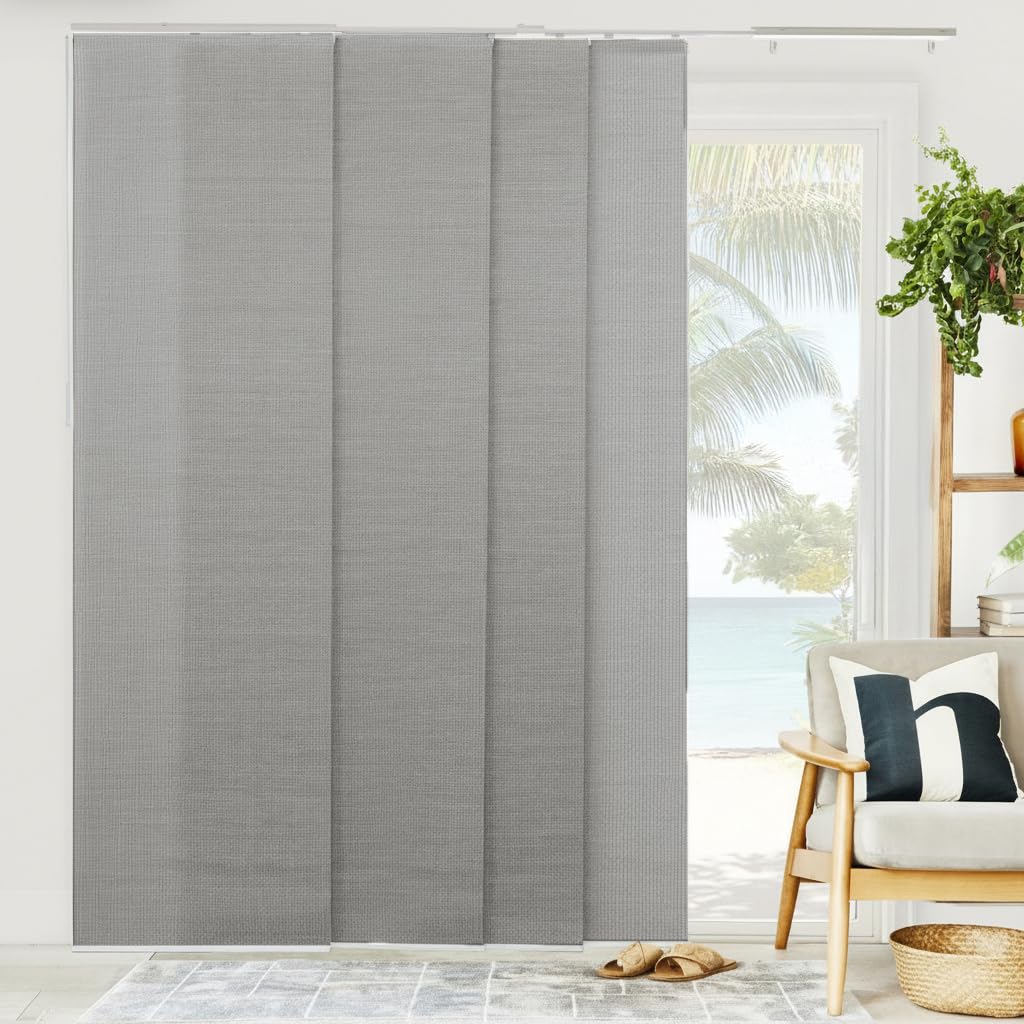 CHICOLOGY Vertical Blinds, Room Divider, Door Blinds,Blinds for Sliding Glass Doors, Temporary Wall, Closet Curtain, Room Door, Woven Gray (Natural Woven) W:46-86 x H:Up-to 96 inches