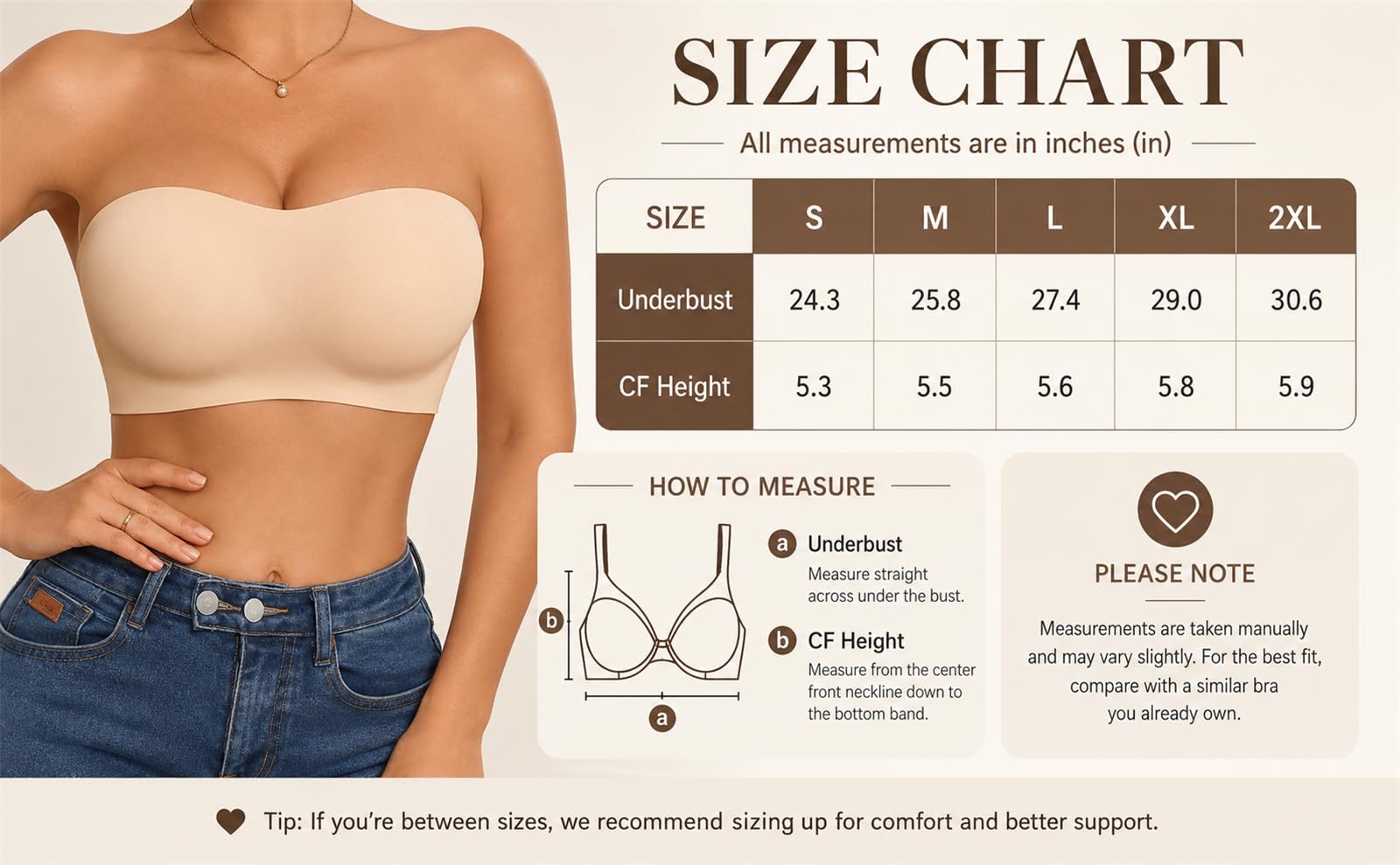Reggiseno senza spalline senza spalline con supporto antiscivolo in | Cuscinetti semi-fissi, cinghie convertibili, quattro ganci posteriori di fila, liscio sotto i vestiti