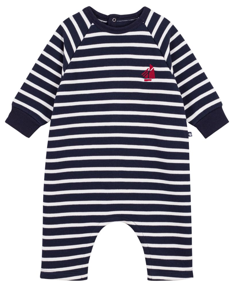 Petit Bateau Langer Baby-Overall aus Baumwolle, gestreift