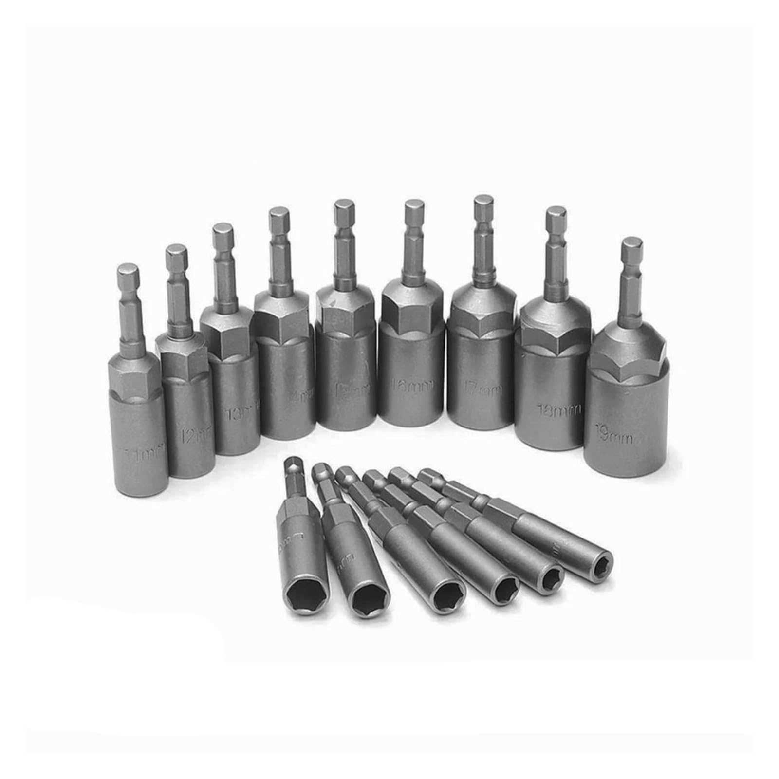 Boquillas de manga hexagonal de 5,5mm-19mm, juego de llaves for tuercas, herramientas de mango de destornillador eléctrico, taladros eléctricos, controladores de impacto ( Color : 15Pcs Without Box )