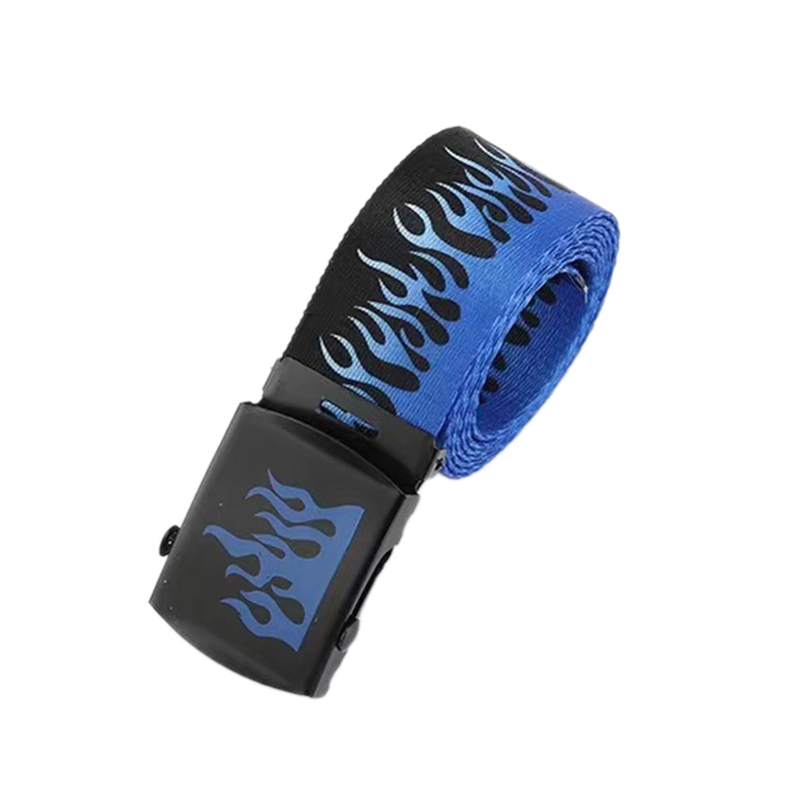 SLXLYH Adjustable Waist Belt,Tactically Belt Flame Pattern Wide Belt Nylon Wear Resistant Belt Teens Male Waist Belt for Coat Jeans Wear Resistant(Blue)