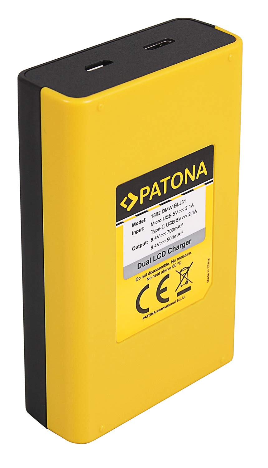 PATONA Set 2X DMW-BLJ31 3500mAh + Cargador Doble LCD USB-C – Repuesto para Panasonic DMW-BLJ31 – para Lumix DC-S1 S1R S1H – Entrada Micro USB y USB-C