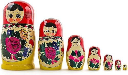 7 piezas de 7 pulgadas (H) muñecas rusas de madera, matryoshka de madera