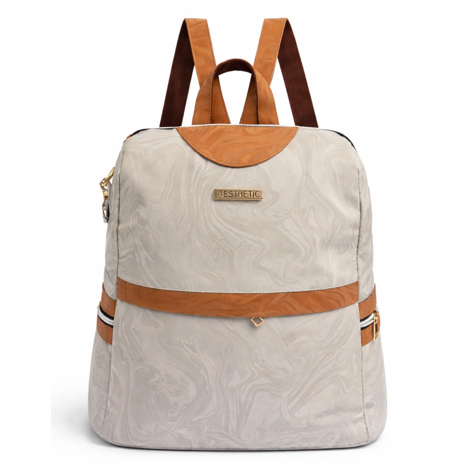 OG Women Backpack | Stylish Pithu Bag for Girls & Ladies | Lightweight College, Office, Travel Backpack | Premium Beige & Tan Designer Bag-image-16