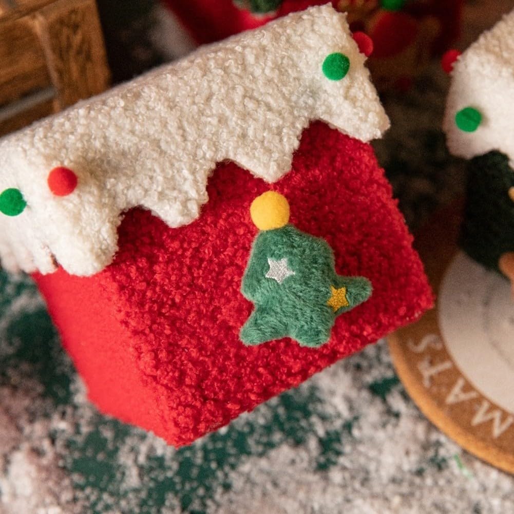 Scatole regalo di Natale con coperchio, scatola regalo di lusso con nastro, in cartone rigido e morbida lana, per regali di Natale (scatola rossa bianca)