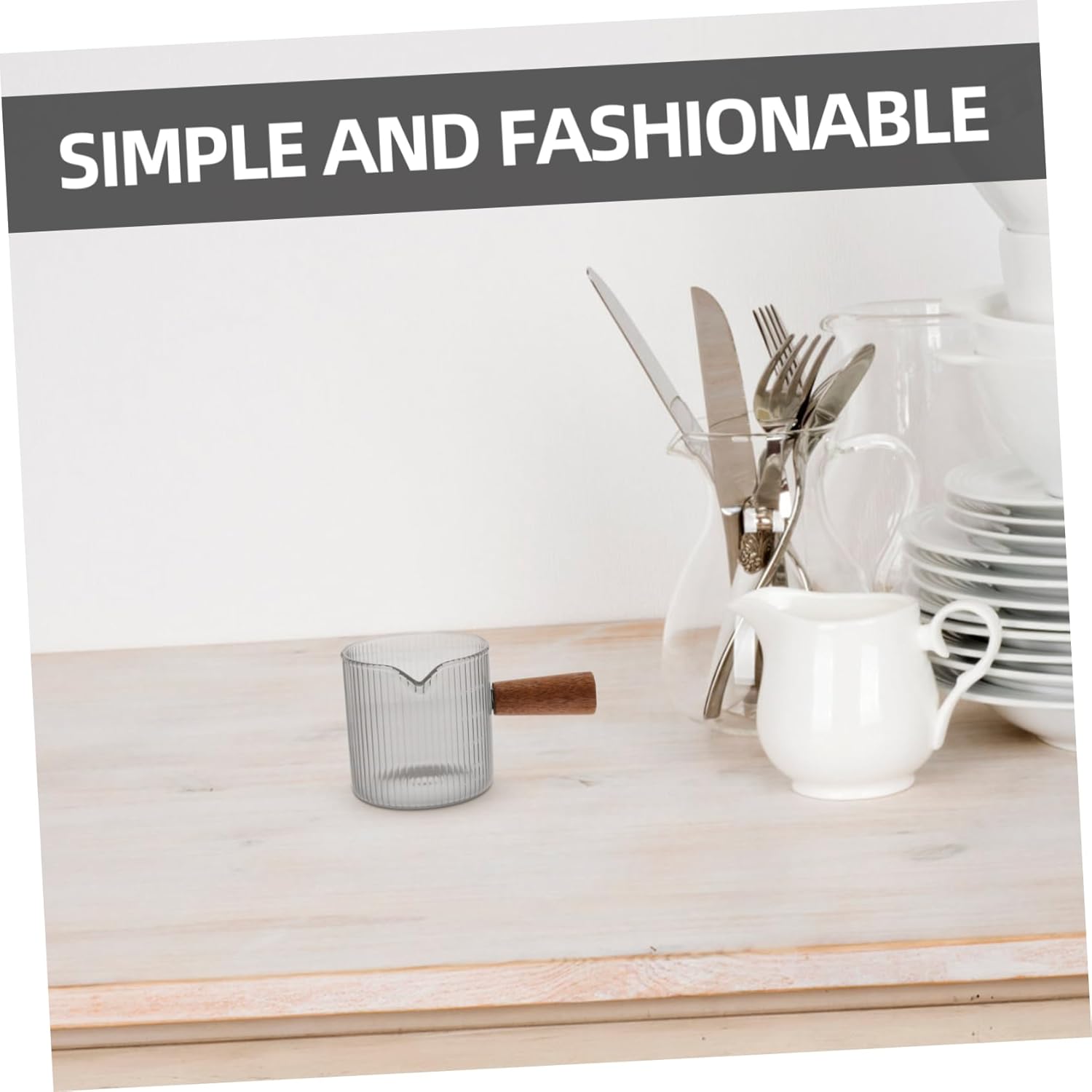 5pcs Pitcher with Handle Glass Espresso Measuring Cup for Coffee Sauces and Dipping for Kitchen Parties and Barbecues