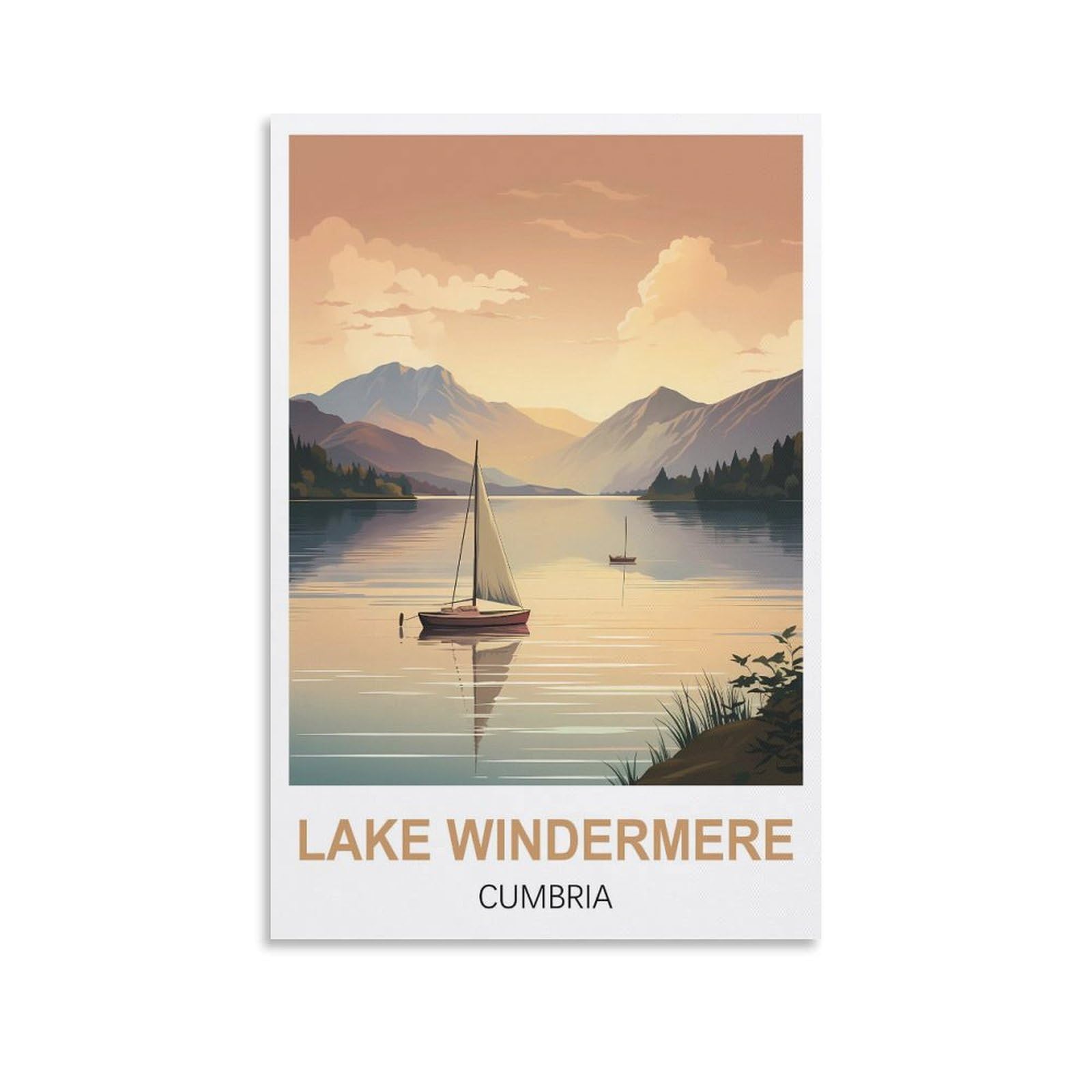 EZMLFA 5D DIY Diamond Painting Kit,Lake Windermere Cumbria Diamond Art Kits for Beginner,Gem Art Kits Round Drill for Home Wall Decor Gifts 40x50cm