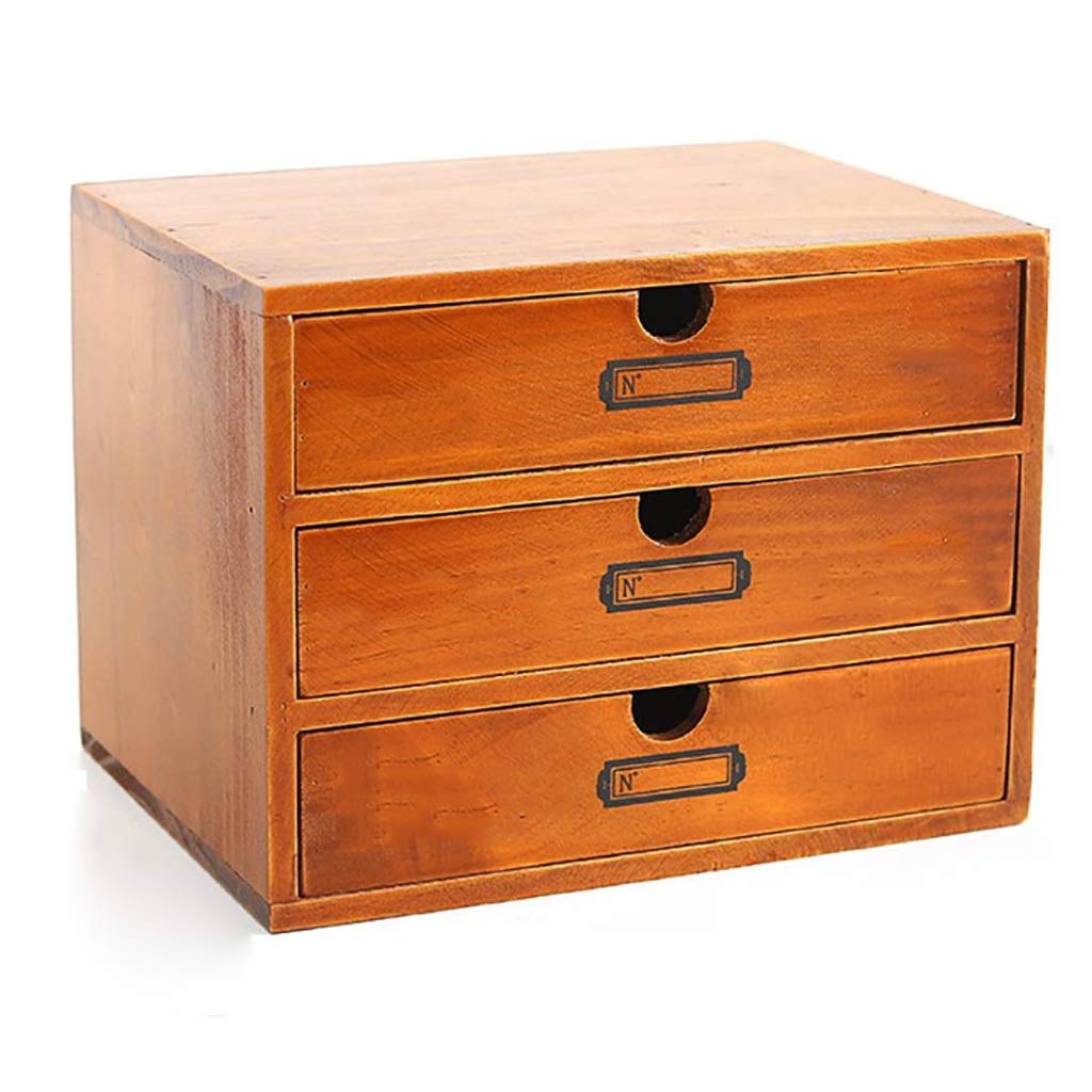 Boîte de rangement en bois rétro à tiroir pour l'organisation de bureau