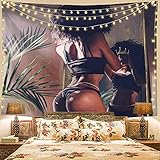 African American Tapestry Afro Black Girl Women Magic with Crown Wall Tapestry Queen Princess Wall...
