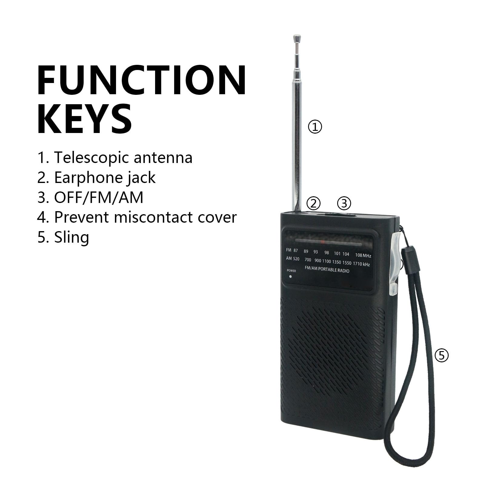 Portable AM FM Radio with Speaker Battery Powered, Compact Handheld Radio for Travel and Home Use, Strong Signal Reception, Multi Function Tuner for Outdoors