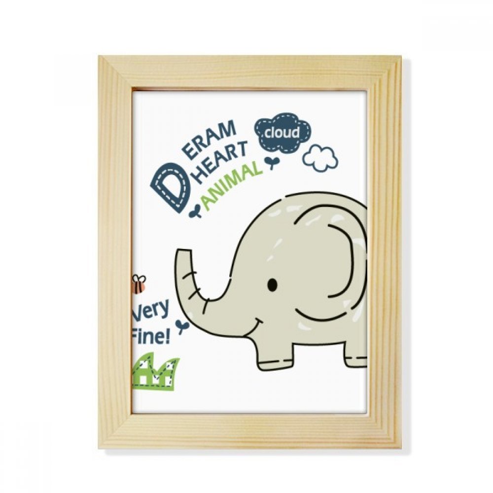 Cadre photo bois motif éléphant multicolore peinture art bureau format 6x8 pouces