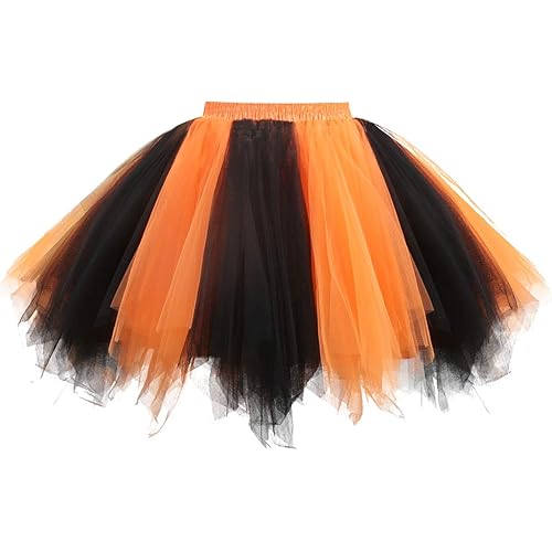 OBBUE Women's Short Vintage Petticoat Skirt Ballet Bubble Tutu Multi-Colored