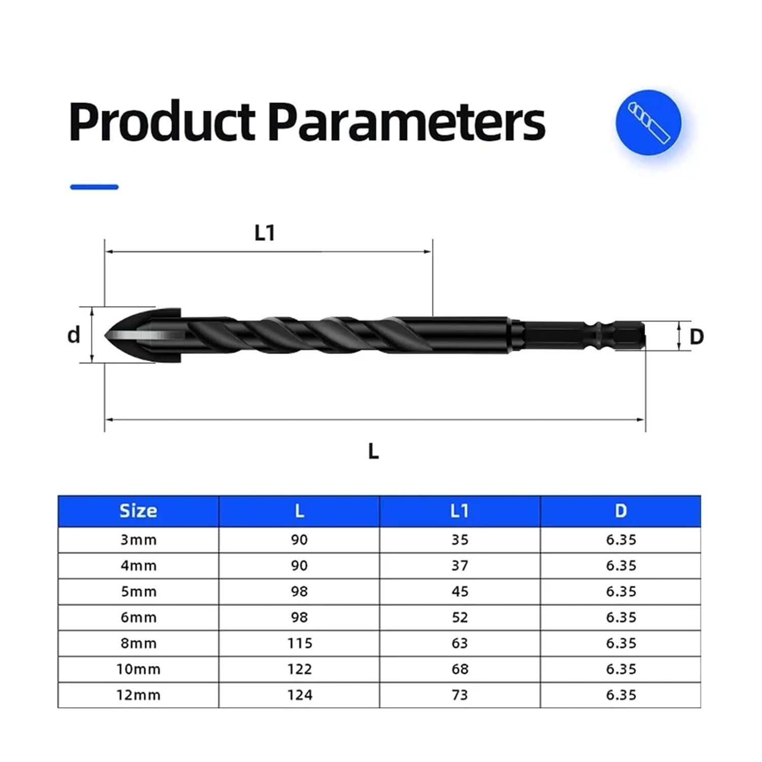 1SET Cross Hex Tile Drill Bit for Glass Concrete Ceramic Hole Opener Tunsten Carbide Hard Alloy Bits Set Tools 3 4 5 6 8 10 12mm(10Pcs 5mm)
