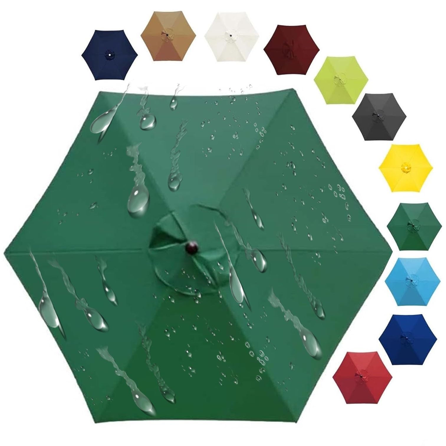 ILiemao Replacement Parasol Canopy 200CM 2.7M 300CM 6 Arms/8 Arms Replacement Parasol Fabric Cover for Garden Umbrella Waterproof Replacement Umbrella Cloth Canopy Cover(Deep Green,8 ribs 3.0m 9.8ft)