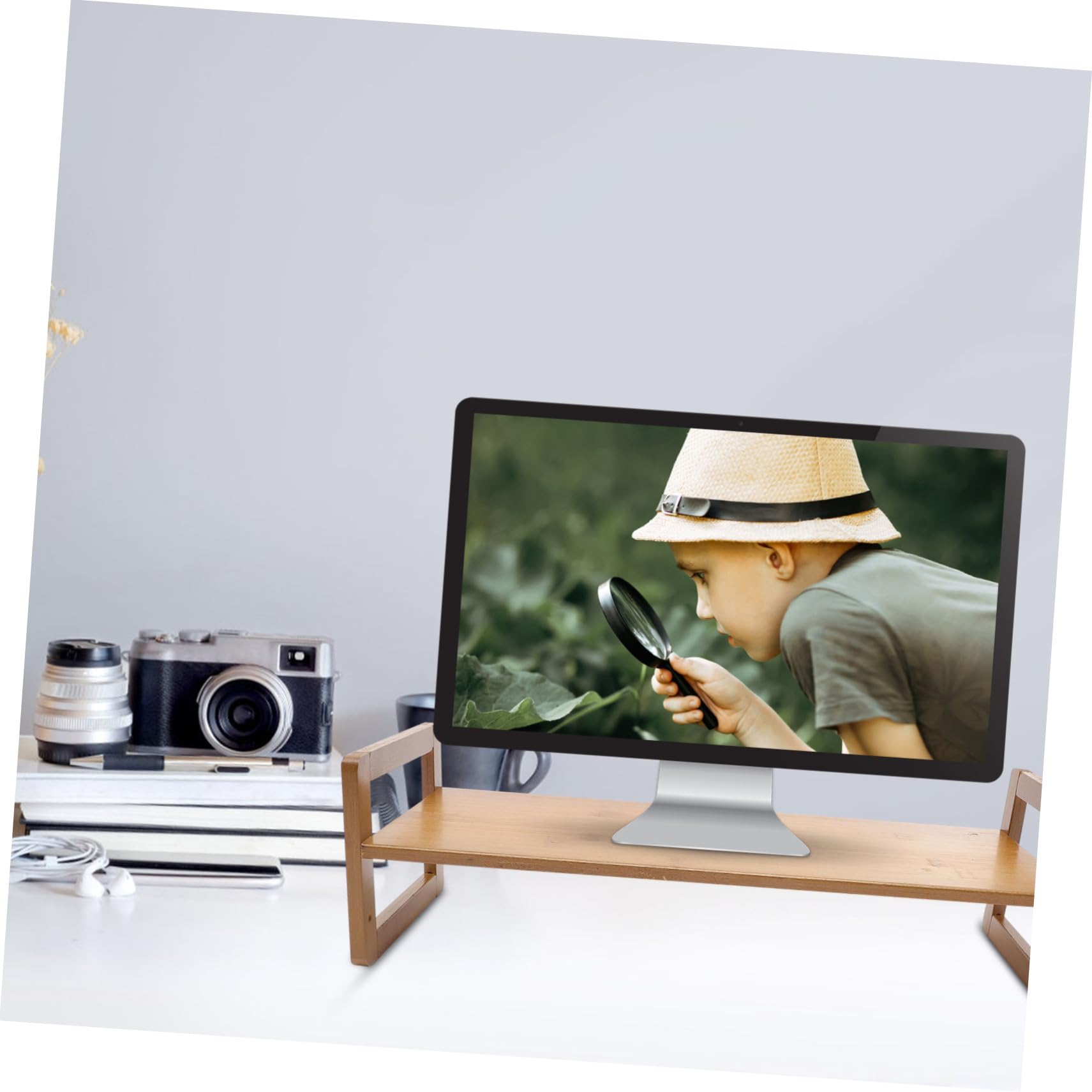 VILLCASE Supporto per Monitor da Scrivania in Legno, Rialzo per Schermo Resistenza all'Usura, per Casa e Ufficio