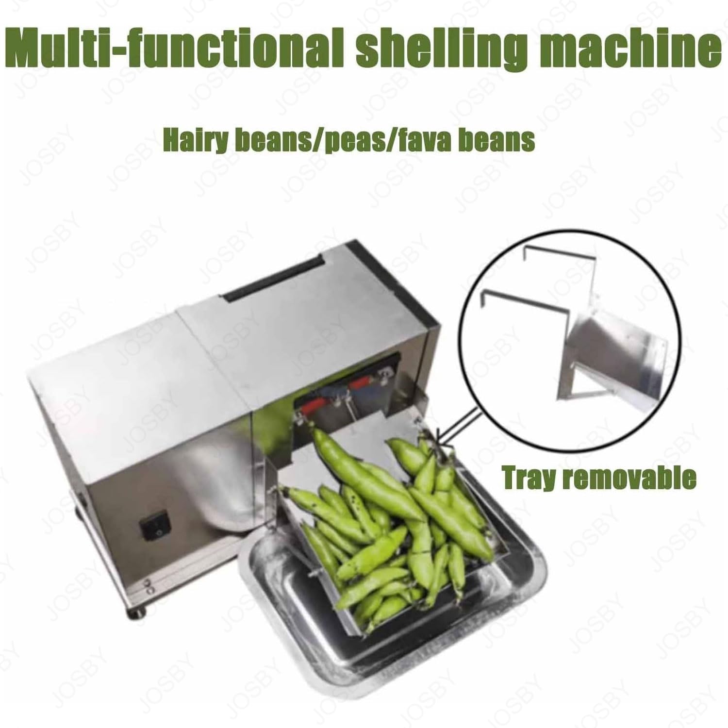 Elektrische Erbsenschalenmaschine, 10kg/h Halbautomatische Bohnenschälmaschine Edelstahl mit Selbstsperrschalter für Edamame, Erbsen, Bohnen