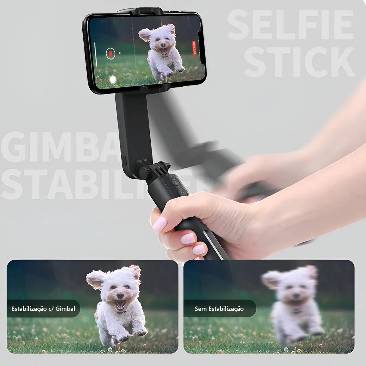 Estabilizador Celular Gimbal Bluetooth 1 Eixo - Luz Led De Preenchimento Dobrável/Tripe 360°