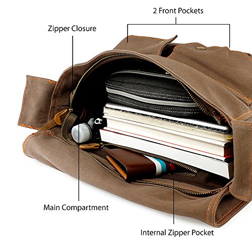 Gearonic 5802ALL-NEW Gearonic Men And Women Canvas Leather Messenger Bag For 14'' 15'' 17'' Laptop Satchel Vintage Shoulder Rugged Military Crossbody Large Briefcase thumb #2