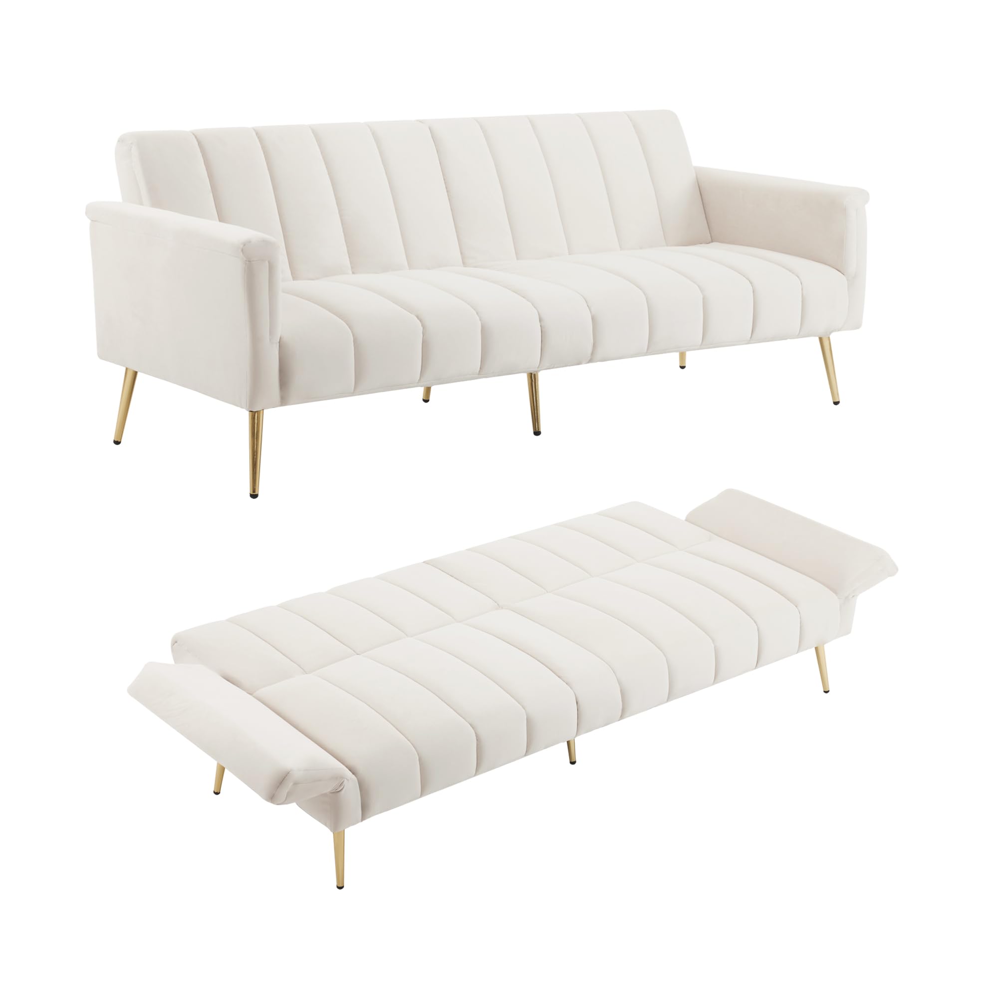 KecDuey 2-in-1 Sofabett Beige - Kompakt Mit Stauraum & Schlaffunktion