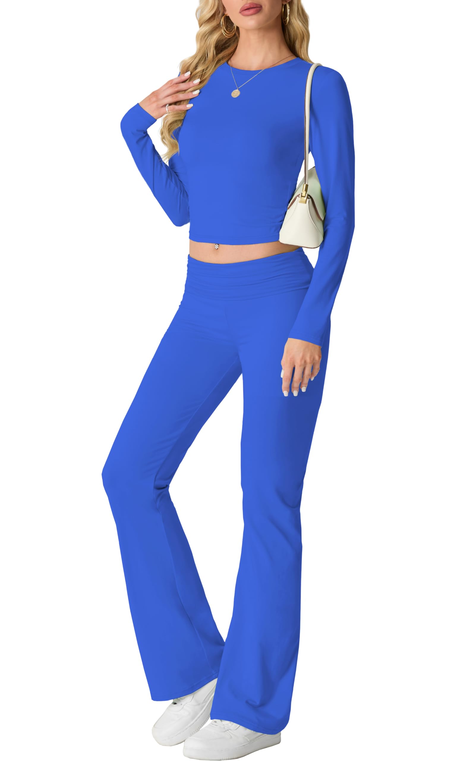 IWOLLENCE Hausanzug Damen Jogginganzug Set Lounge Set 2 Teiler Sportanzug Damen Y2K Outfit Homewear mit Crop Top und Schlaghosen