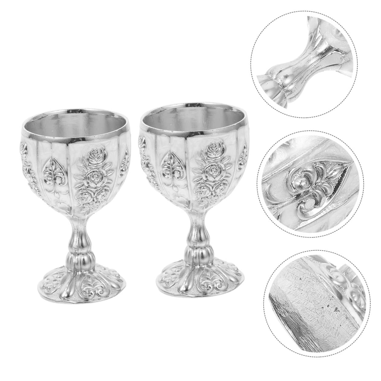 Cabilock 8 Piezas Copa De Vino Europea De Alta Copas De Vino Copa Europea De Licor Copa Cáliz De Oro Vasos De Vino Tinto Copa De Vino Retro Whisky Tazas Aleación De Zinc Silver