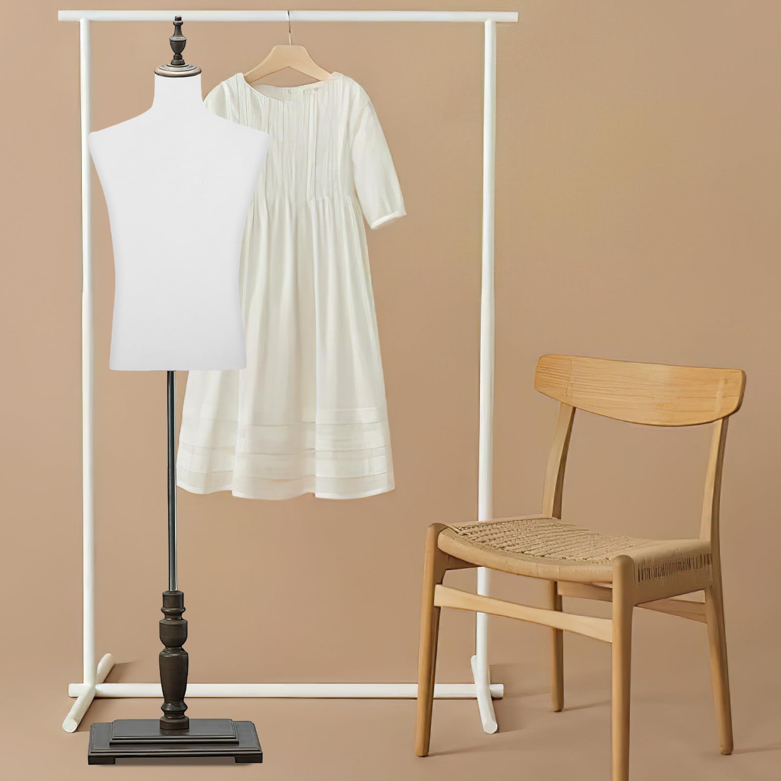 SHINEOFI Baumwoll Schaufensterpuppen Überzug Weiß Halbhoher Kleidformbezug für Bekleidungsgeschäfte Anpassbarer Mannequin Körperbezug mit Realistischen Proportionen
