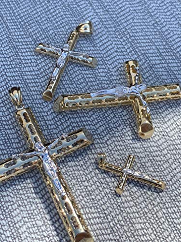 Solid 925 Sterling Silver Men's Cross With Jesus Pendant - 14k Gold Plated 1-3" Small Medium Or Large Crucifix - Necklace2