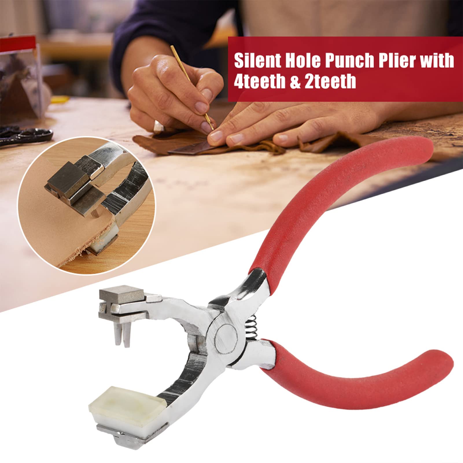 Strumento di Perforazione in Pelle, perforatrice in Pelle silenziosa Cucitura a Mano Strumento Artigianale in Pelle per Cinture Scarpe Fai da Te 4 mm
